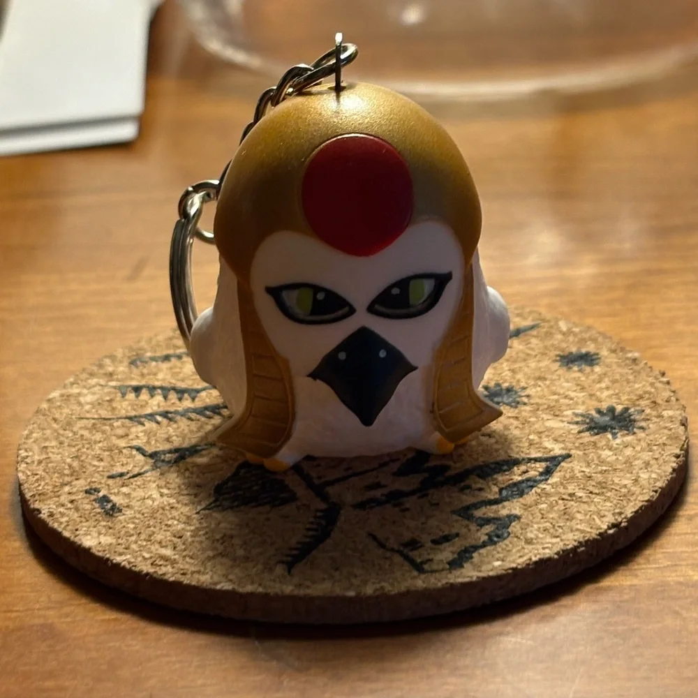 Bird Keychain with Red and Gold Accents